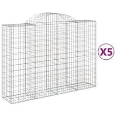 Vidaxl Obokane gabion košare 5 kosov 200x50x140/160cm pocinkano železo