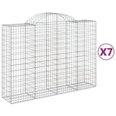 Vidaxl Obokane gabion košare 7 kosov 200x50x140/160cm pocinkano železo