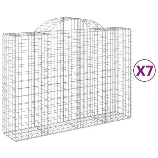 Vidaxl Obokane gabion košare 7 kosov 200x50x140/160cm pocinkano železo