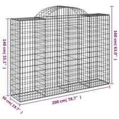 Vidaxl Obokane gabion košare 2 kosi 200x50x140/160 cm pocinkano železo