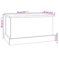 Vidaxl Škatla za shranjevanje dimljen hrast 50x30x28 cm inženirski les