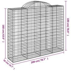 Vidaxl Obokane gabion košare 25kosa 200x50x160/180 cm pocinkano železo