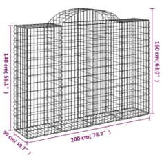 Vidaxl Obokane gabion košare 4 kosi 200x50x140/160 cm pocinkano železo