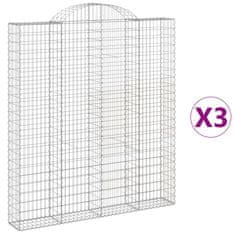 Vidaxl Obokane gabion košare 3 kosi 200x30x220/240 cm pocinkano železo