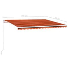 Vidaxl Avtomatska tenda LED + senzor 450x300 cm oranžno/rjava