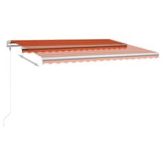 Vidaxl Avtomatska tenda LED + senzor 450x300 cm oranžno/rjava