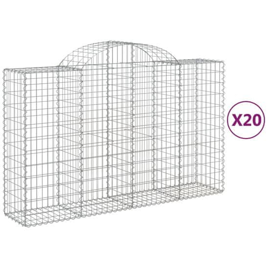 Vidaxl Obokane gabion košare 20 kosa 200x50x120/140cm pocinkano železo