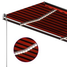 Vidaxl Avtomatska tenda LED + senzor 3,5x2,5 m oranžna in rjava