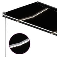 Vidaxl Ročno zložljiva tenda z LEd lučkami 4x3,5 m antracitna