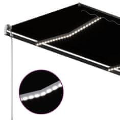 Vidaxl Ročno zložljiva tenda z LED lučkami 4,5x3 m antracitna