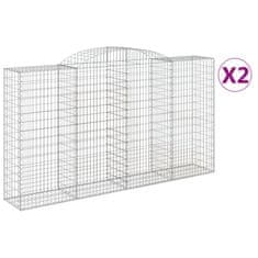 Vidaxl Obokane gabion košare 2 kosa 300x50x160/180 cm pocinkano železo