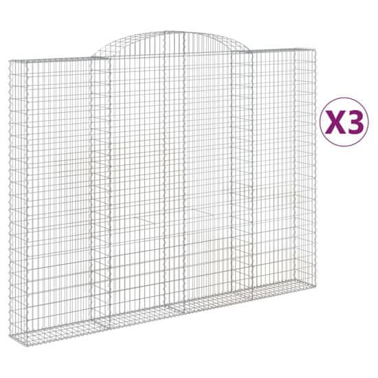 Vidaxl Obokane gabion košare 3 kosa 300x30x220/240 cm pocinkano železo