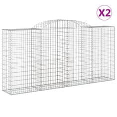 Vidaxl Obokane gabion košare 2 kosa 300x50x140/160 cm pocinkano železo