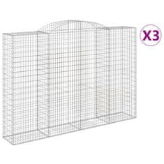 Vidaxl Obokane gabion košare 3 kosa 300x50x200/220 cm pocinkano železo