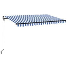 Vidaxl Ročno zložljiva tenda z LED lučmi 450x300 cm modra in bela