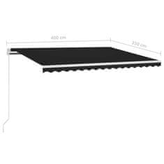 Vidaxl Ročno zložljiva tenda z LED lučmi 400x350 cm antracitna