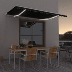 Vidaxl Ročno zložljiva tenda z LED lučmi 400x350 cm antracitna