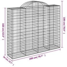 Vidaxl Obokane gabion košare 11kosi 200x50x160/180 cm pocinkano železo