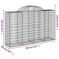 shumee Obokana gabionska košara 18 kos 200x50x120/140cm cinkano železo