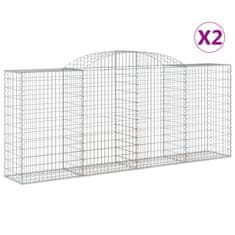 Vidaxl Obokane gabion košare 2 kosa 300x50x120/140 cm pocinkano železo