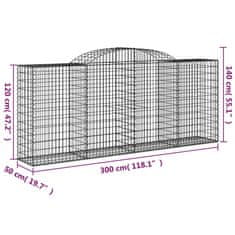 Vidaxl Obokane gabion košare 3 kosa 300x50x120/140 cm pocinkano železo