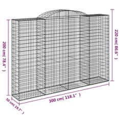 Vidaxl Obokane gabion košare 2 kosa 300x50x200/220 cm pocinkano železo