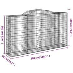 Vidaxl Obokane gabion košare 9 kosi 300x50x160/180 cm pocinkano železo