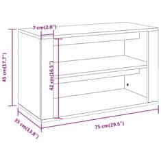 Vidaxl Regal za čevlje dimljen hrast 75x35x45 cm inženirski les