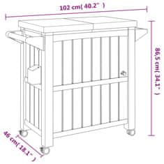 Vidaxl Servirni voziček 3 v 1 svetlo rjav polipropilen
