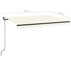 Vidaxl Ročno zložljiva tenda z LED lučmi 400x350 cm krem