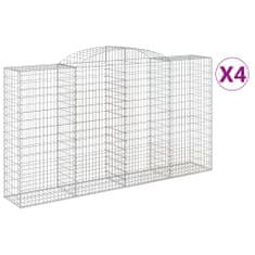 Vidaxl Obokane gabion košare 4 kosi 300x50x160/180 cm pocinkano železo