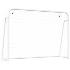 Vidaxl Nogometni gol z mrežo bel 214x75x152 cm jeklo in poliester