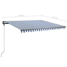 Vidaxl Ročno zložljiva tenda z LED lučkami 450x350 cm modra in bela