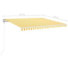 Vidaxl Avtomatska tenda LED + senzor 450x350 cm rumeno/bela