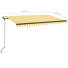 Vidaxl Avtomatska tenda LED + senzor 400x350 cm rumeno/bela