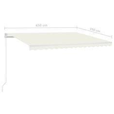 Vidaxl Ročno zložljiva tenda z LED lučmi 450x350 cm krem