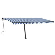 Vidaxl Ročna zložljiva tenda z LED lučkami 500x350 cm modra in bela