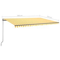 Vidaxl Prostostoječa avtomatska tenda 500x350 cm rumena/bela