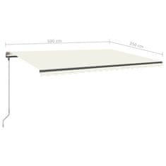 Vidaxl Ročna zložljiva tenda z LED lučkami 500x350 cm krem