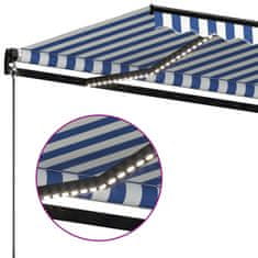 Vidaxl Ročno zložljiva tenda z LED lučmi 450x350 cm modra in bela