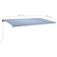 Vidaxl Prostostoječa ročno zložljiva tenda 600x350 cm modra/bela