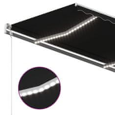 Vidaxl Ročno zložljiva tenda z LED lučmi 450x350 cm antracitna