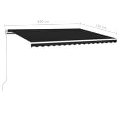 Vidaxl Ročno zložljiva tenda z LED lučmi 450x350 cm antracitna