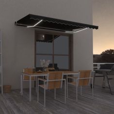 Vidaxl Ročno zložljiva tenda z LED lučmi 450x350 cm antracitna