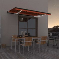 Vidaxl Avtomatska tenda LED + senzor 450x350 cm oranžna/rjava