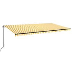 Vidaxl Ročno zložljiva tenda z LED lučmi 600x350 cm rumena in bela