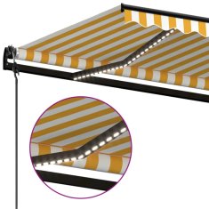 Vidaxl Avtomatska tenda LED + senzor 600x350 cm rumeno/bela