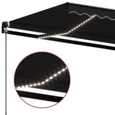 Vidaxl Ročno zložljiva tenda z LED lučmi 500x350 cm antracitna