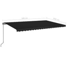 Vidaxl Ročno zložljiva tenda z LED lučmi 500x350 cm antracitna