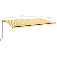 Vidaxl Avtomatska tenda LED + senzor 600x350 cm rumeno/bela